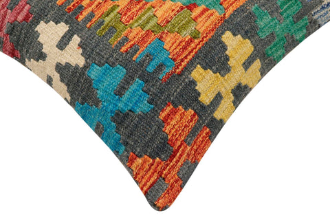 handmade Traditional Pillow Rust Charcoal Hand-Woven SQUARE 100% WOOL Hand woven turkish pillow2 x 2
