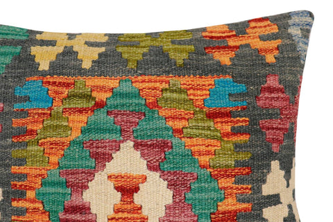 handmade Traditional Pillow Rust Charcoal Hand-Woven SQUARE 100% WOOL Hand woven turkish pillow2 x 2