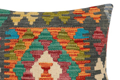 handmade Traditional Pillow Rust Charcoal Hand-Woven SQUARE 100% WOOL Hand woven turkish pillow2' x 2'