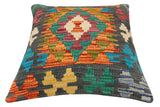 handmade Traditional Pillow Rust Charcoal Hand-Woven SQUARE 100% WOOL Hand woven turkish pillow2' x 2'