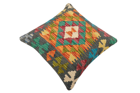 handmade Traditional Pillow Rust Charcoal Hand-Woven SQUARE 100% WOOL Hand woven turkish pillow2 x 2