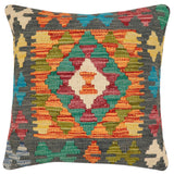 handmade Traditional Pillow Rust Charcoal Hand-Woven SQUARE 100% WOOL Hand woven turkish pillow2' x 2'