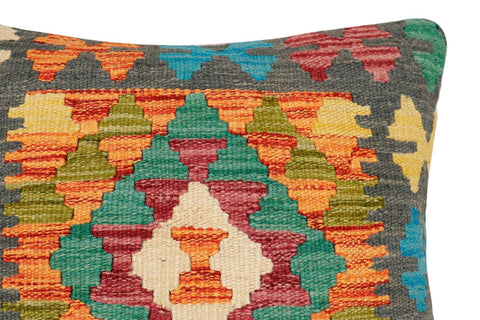 handmade Traditional Pillow Rust Charcoal Hand-Woven SQUARE 100% WOOL Hand woven turkish pillow2 x 2