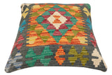 handmade Traditional Pillow Rust Charcoal Hand-Woven SQUARE 100% WOOL Hand woven turkish pillow2' x 2'