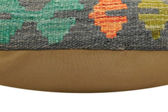 handmade Traditional Pillow Rust Charcoal Hand-Woven SQUARE 100% WOOL Hand woven turkish pillow2' x 2'