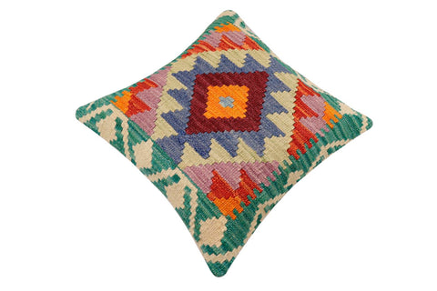 handmade Traditional Pillow Rust Blue Hand-Woven SQUARE 100% WOOL Hand woven turkish pillow2 x 2