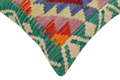 handmade Traditional Pillow Rust Blue Hand-Woven SQUARE 100% WOOL Hand woven turkish pillow2' x 2'