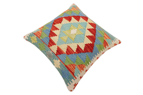 handmade Traditional Pillow Rust Blue Hand-Woven SQUARE 100% WOOL Hand woven turkish pillow2 x 2