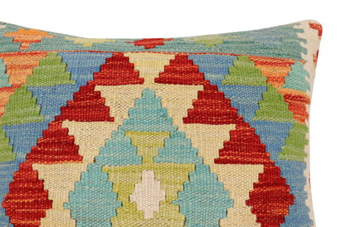handmade Traditional Pillow Rust Blue Hand-Woven SQUARE 100% WOOL Hand woven turkish pillow2 x 2