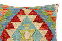 handmade Traditional Pillow Rust Blue Hand-Woven SQUARE 100% WOOL Hand woven turkish pillow2' x 2'