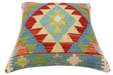 handmade Traditional Pillow Rust Blue Hand-Woven SQUARE 100% WOOL Hand woven turkish pillow2' x 2'