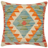 handmade Traditional Pillow Red Blue Hand-Woven SQUARE 100% WOOL Hand woven turkish pillow2' x 2'