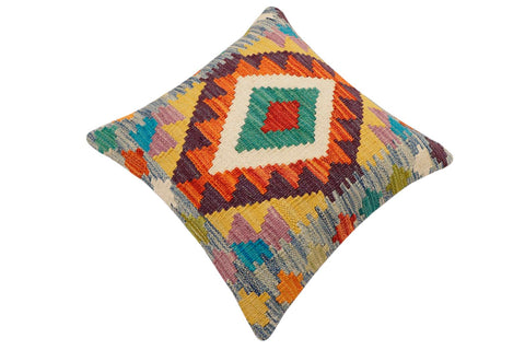 handmade Traditional Pillow Rust Blue Hand-Woven SQUARE 100% WOOL Hand woven turkish pillow2 x 2