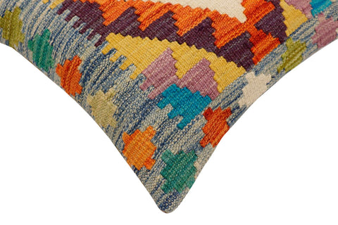handmade Traditional Pillow Rust Blue Hand-Woven SQUARE 100% WOOL Hand woven turkish pillow2 x 2