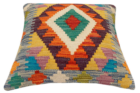handmade Traditional Pillow Rust Blue Hand-Woven SQUARE 100% WOOL Hand woven turkish pillow2 x 2