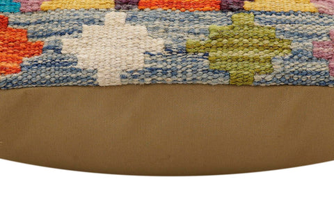 handmade Traditional Pillow Rust Blue Hand-Woven SQUARE 100% WOOL Hand woven turkish pillow2 x 2