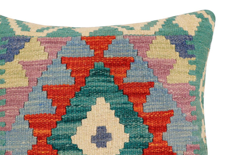 handmade Traditional Pillow Rust Blue Hand-Woven SQUARE 100% WOOL Hand woven turkish pillow2 x 2