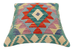 handmade Traditional Pillow Rust Blue Hand-Woven SQUARE 100% WOOL Hand woven turkish pillow2' x 2'