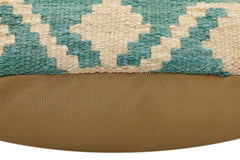 handmade Traditional Pillow Rust Blue Hand-Woven SQUARE 100% WOOL Hand woven turkish pillow2' x 2'