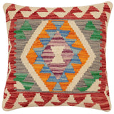 handmade Traditional Pillow Red Blue Hand-Woven SQUARE 100% WOOL Hand woven turkish pillow2' x 2'