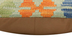 handmade Traditional Pillow Rust Blue Hand-Woven SQUARE 100% WOOL Hand woven turkish pillow2' x 2'
