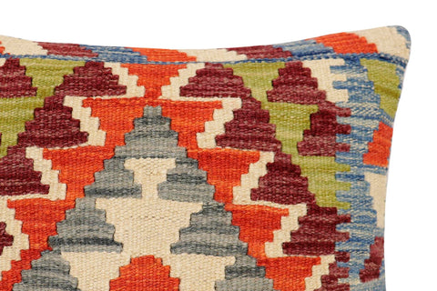 handmade Traditional Pillow Rust Blue Hand-Woven SQUARE 100% WOOL Hand woven turkish pillow2 x 2