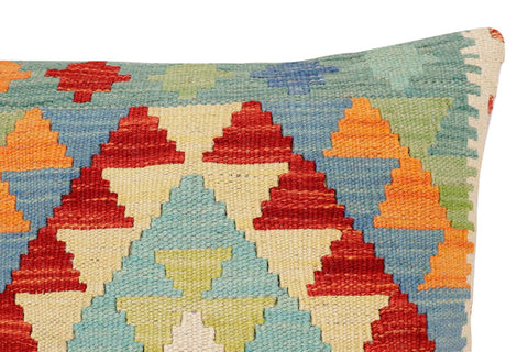 handmade Traditional Pillow Rust Blue Hand-Woven SQUARE 100% WOOL Hand woven turkish pillow2 x 2