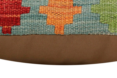 handmade Traditional Pillow Rust Blue Hand-Woven SQUARE 100% WOOL Hand woven turkish pillow2 x 2