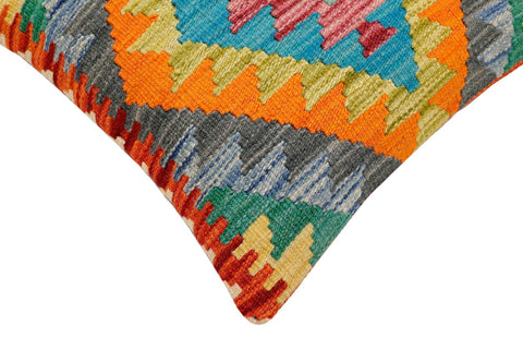 handmade Traditional Pillow Rust Blue Hand-Woven SQUARE 100% WOOL Hand woven turkish pillow2 x 2