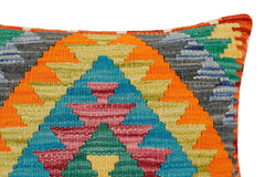 handmade Traditional Pillow Rust Blue Hand-Woven SQUARE 100% WOOL Hand woven turkish pillow2' x 2'