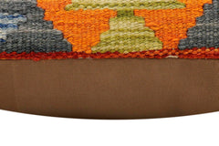 handmade Traditional Pillow Rust Blue Hand-Woven SQUARE 100% WOOL Hand woven turkish pillow2' x 2'