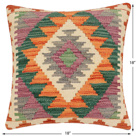 handmade Traditional Pillow Rust Gray Hand-Woven SQUARE 100% WOOL Hand woven turkish pillow2 x 2