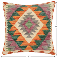 handmade Traditional Pillow Rust Gray Hand-Woven SQUARE 100% WOOL Hand woven turkish pillow2' x 2'