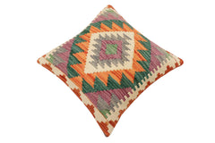 handmade Traditional Pillow Rust Gray Hand-Woven SQUARE 100% WOOL Hand woven turkish pillow2' x 2'