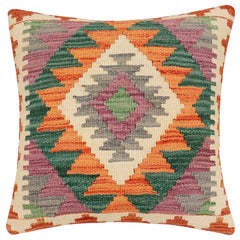 handmade Traditional Pillow Rust Gray Hand-Woven SQUARE 100% WOOL Hand woven turkish pillow2' x 2'