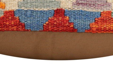 handmade Traditional Pillow Rust Blue Hand-Woven SQUARE 100% WOOL  Hand woven turkish pillow  2 x 2