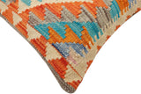 handmade Traditional Pillow Rust Blue Hand-Woven SQUARE 100% WOOL  Hand woven turkish pillow  2 x 2