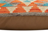 handmade Traditional Pillow Rust Blue Hand-Woven SQUARE 100% WOOL  Hand woven turkish pillow  2 x 2