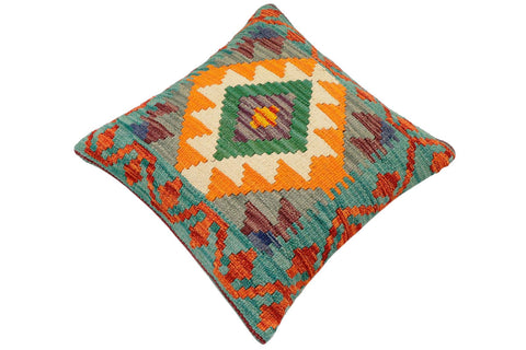 handmade Traditional Pillow Rust Green Hand-Woven SQUARE 100% WOOL Hand woven turkish pillow2 x 2