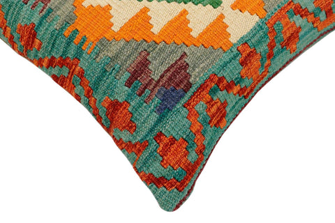 handmade Traditional Pillow Rust Green Hand-Woven SQUARE 100% WOOL Hand woven turkish pillow2 x 2
