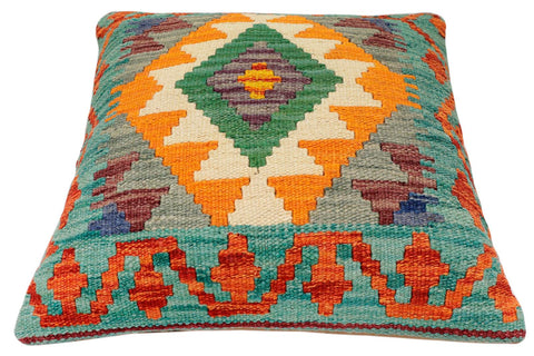 handmade Traditional Pillow Rust Green Hand-Woven SQUARE 100% WOOL Hand woven turkish pillow2 x 2