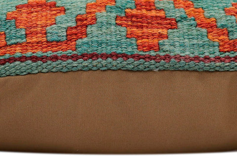 handmade Traditional Pillow Rust Green Hand-Woven SQUARE 100% WOOL Hand woven turkish pillow2 x 2