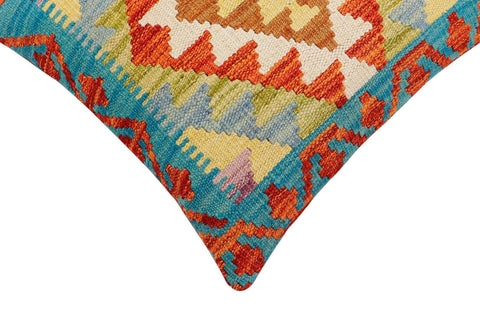 handmade Traditional Pillow Rust Blue Hand-Woven SQUARE 100% WOOL Hand woven turkish pillow2 x 2