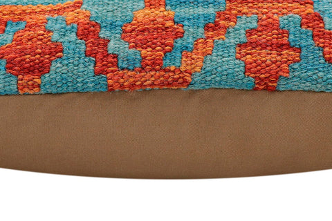 handmade Traditional Pillow Rust Blue Hand-Woven SQUARE 100% WOOL Hand woven turkish pillow2 x 2