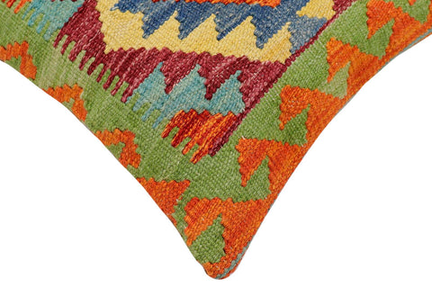 handmade Traditional Pillow Rust Blue Hand-Woven SQUARE 100% WOOL Hand woven turkish pillow2 x 2