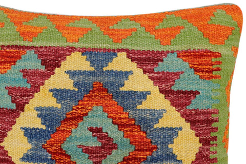 handmade Traditional Pillow Rust Blue Hand-Woven SQUARE 100% WOOL Hand woven turkish pillow2 x 2