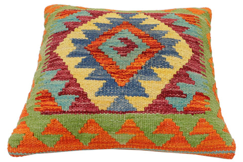 handmade Traditional Pillow Rust Blue Hand-Woven SQUARE 100% WOOL Hand woven turkish pillow2 x 2