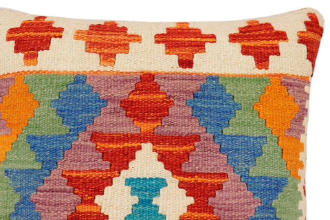 handmade Traditional Pillow Rust Blue Hand-Woven SQUARE 100% WOOL Hand woven turkish pillow2 x 2
