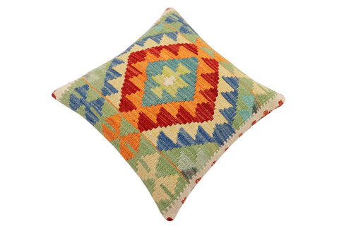 handmade Traditional Pillow Rust Blue Hand-Woven SQUARE 100% WOOL Hand woven turkish pillow2 x 2