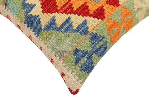 handmade Traditional Pillow Rust Blue Hand-Woven SQUARE 100% WOOL Hand woven turkish pillow2 x 2